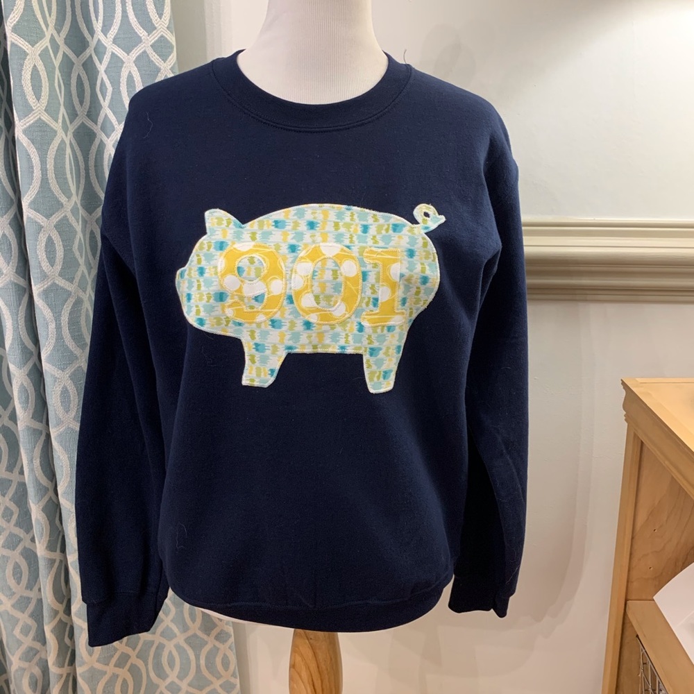 Blue 901 Pig Sweatshirt NEW